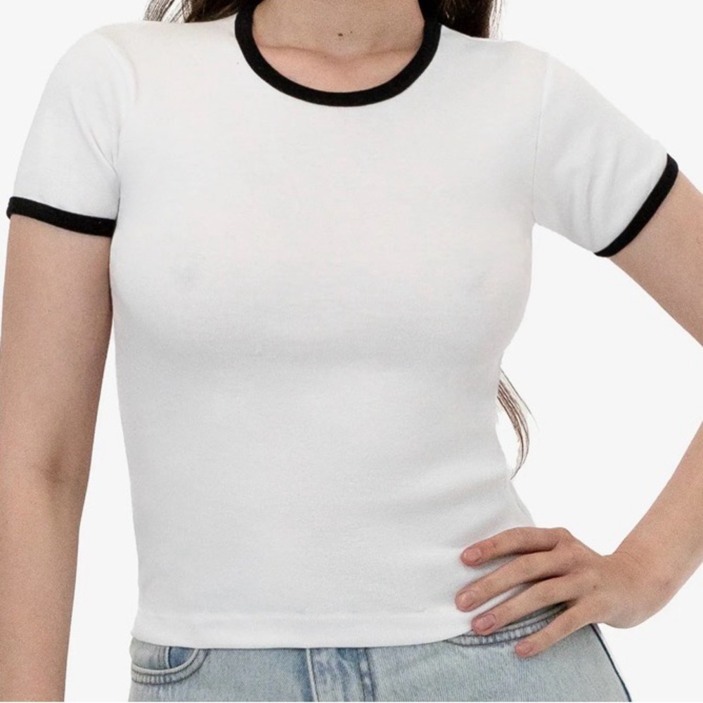 American Apparel White Tee with Black Trim